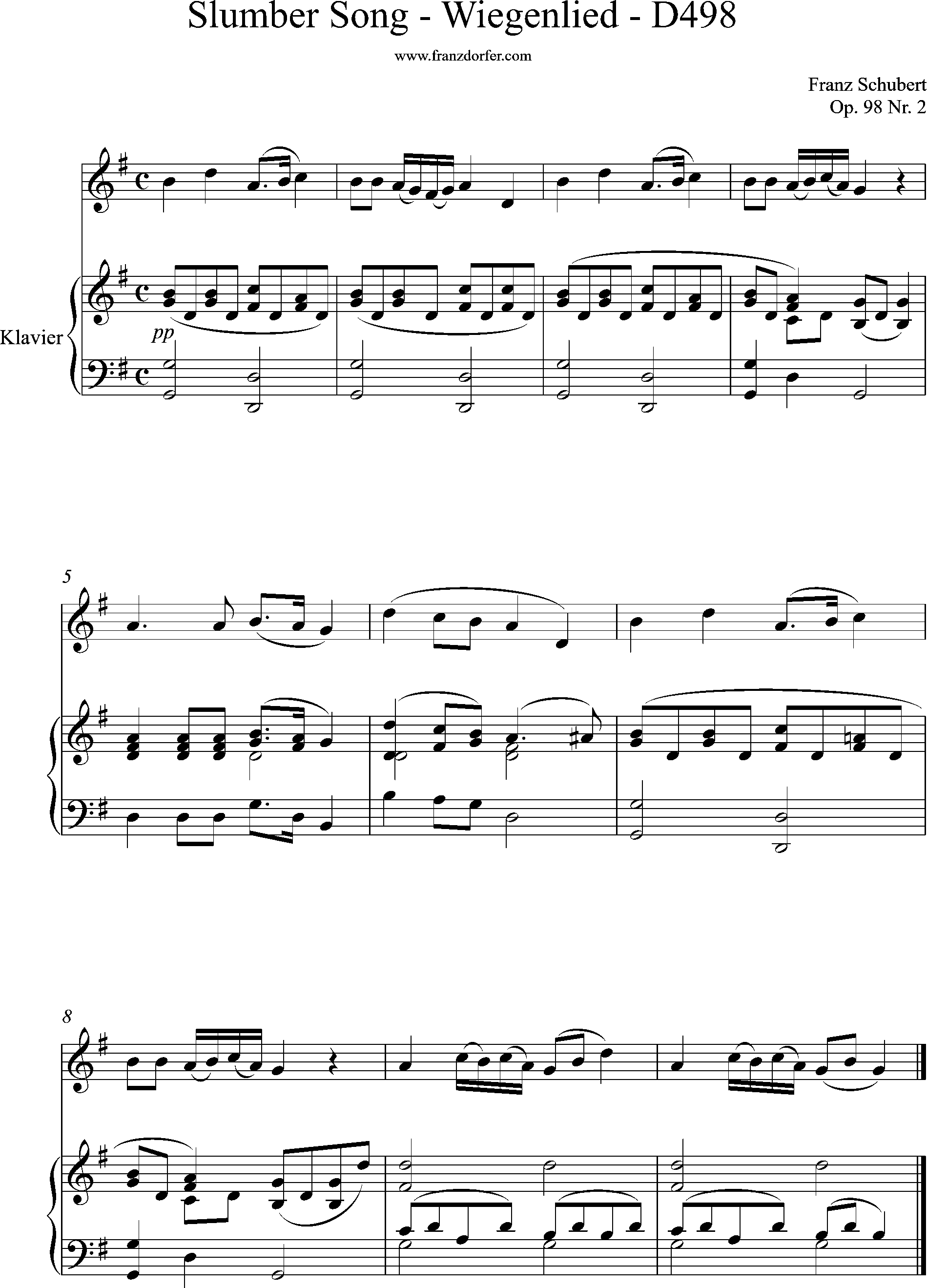 Wiegenlied, D498, Schubert, G-Dur